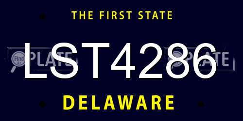 LST4286 Delaware License Plate