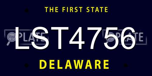 LST4756 Delaware License Plate