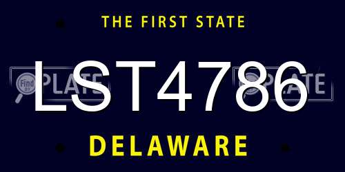 LST4786 Delaware License Plate