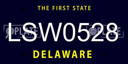 LSW0528 Delaware License Plate