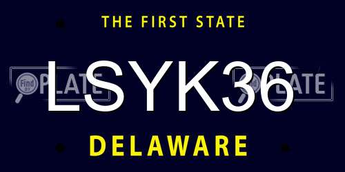 LSYK36 Delaware License Plate