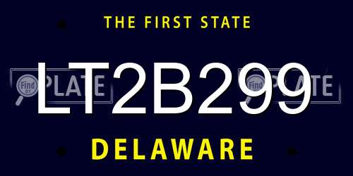 LT2B299 Delaware License Plate