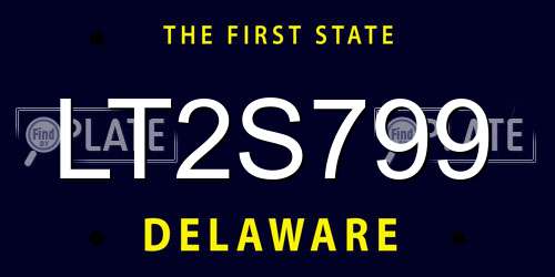 LT2S799 Delaware License Plate