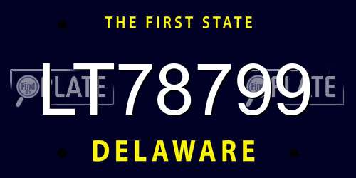 LT78799 Delaware License Plate