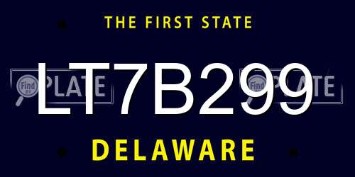 LT7B299 Delaware License Plate