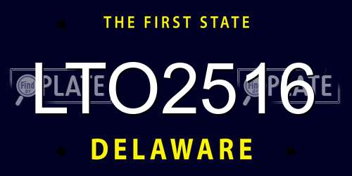 LTO2516 Delaware License Plate