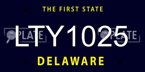 LTY1025 Delaware License Plate