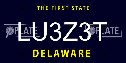 LU3Z3T Delaware License Plate