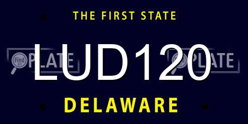LUD120 Delaware License Plate