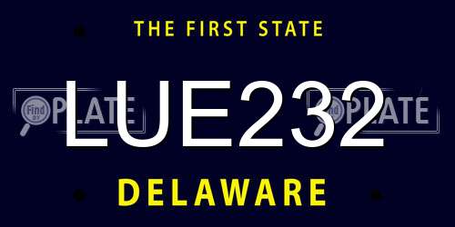 LUE232 Delaware License Plate