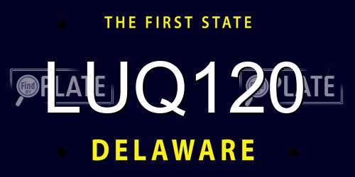 LUQ120 Delaware License Plate