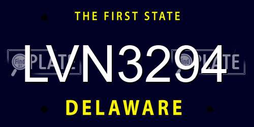 LVN3294 Delaware License Plate