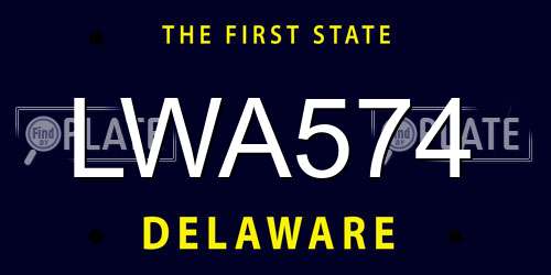 LWA574 Delaware License Plate