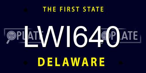 LWI640 Delaware License Plate