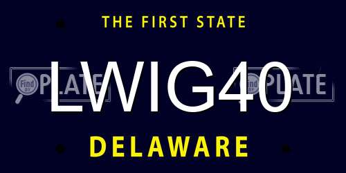 LWIG40 Delaware License Plate