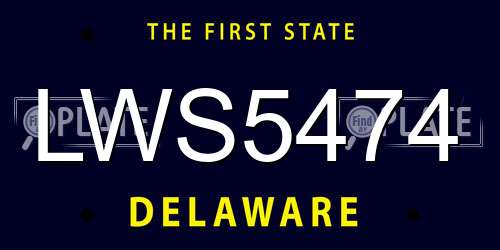 LWS5474 Delaware License Plate