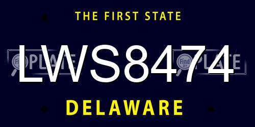 LWS8474 Delaware License Plate