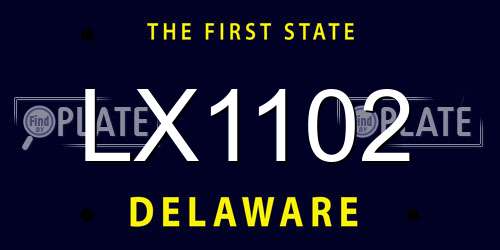LX1102 Delaware License Plate