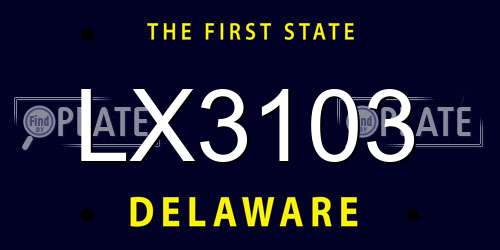 LX3103 Delaware License Plate