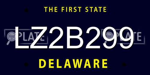 LZ2B299 Delaware License Plate
