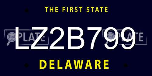 LZ2B799 Delaware License Plate