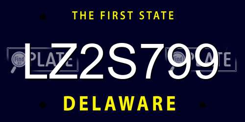 LZ2S799 Delaware License Plate