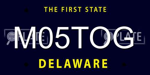M05TOG Delaware License Plate