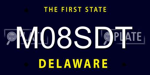 M08SDT Delaware License Plate