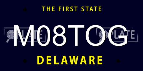 M08TOG Delaware License Plate
