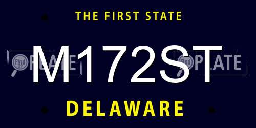 M172ST Delaware License Plate