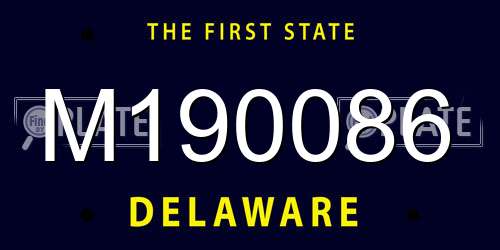 M190086 Delaware License Plate