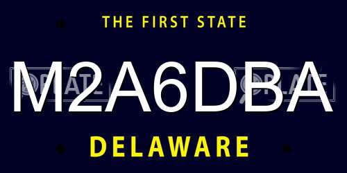 M2A6DBA Delaware License Plate
