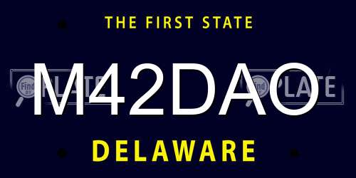 M42DAO Delaware License Plate