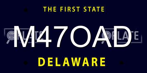M47OAD Delaware License Plate