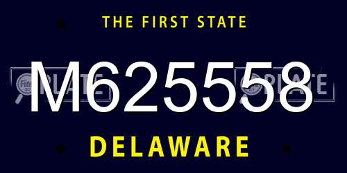 M625558 Delaware License Plate