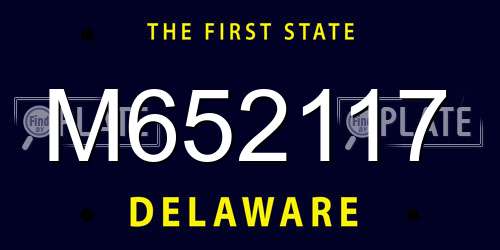 M652117 Delaware License Plate