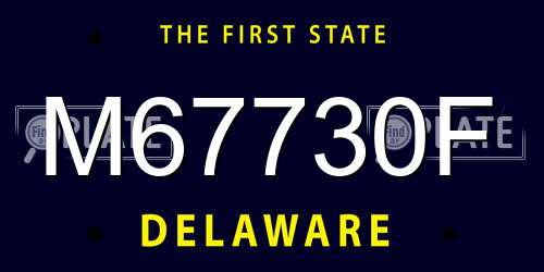M67730F Delaware License Plate
