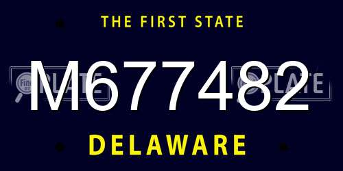 M677482 Delaware License Plate