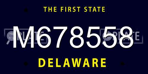 M678558 Delaware License Plate