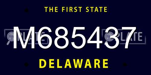 M685437 Delaware License Plate