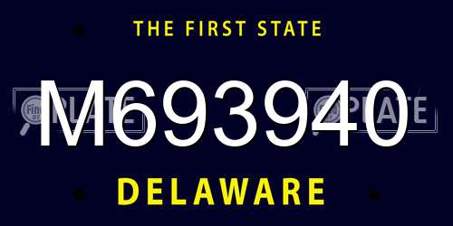 M693940 Delaware License Plate