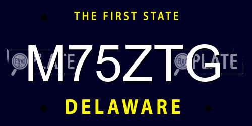 M75ZTG Delaware License Plate