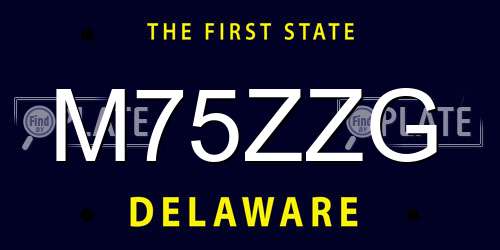 M75ZZG Delaware License Plate