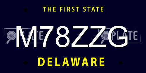 M78ZZG Delaware License Plate
