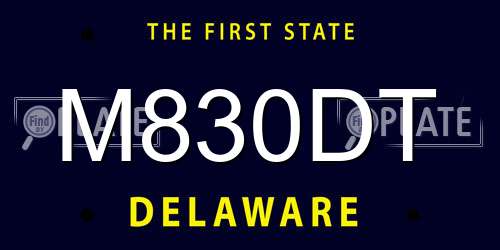 M830DT Delaware License Plate