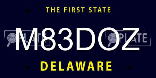 M83DOZ Delaware License Plate