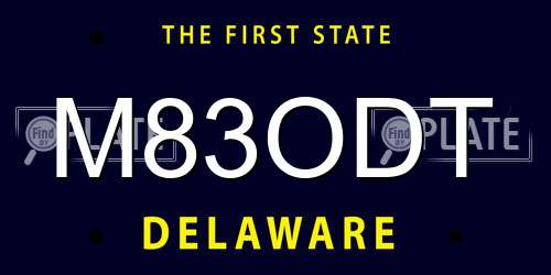 M83ODT Delaware License Plate