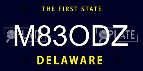 M83ODZ Delaware License Plate