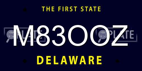 M83OOZ Delaware License Plate