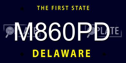 M860PD Delaware License Plate